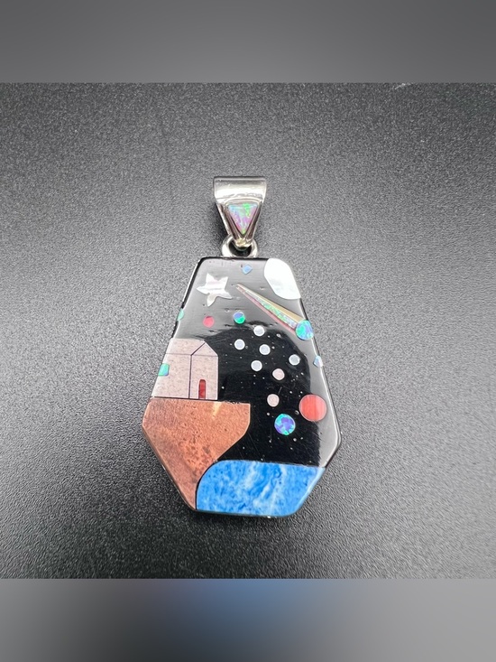 925 Sterling Silver Jewelry - Sterling Silver Galaxy Inlay Pendant - Cliff House